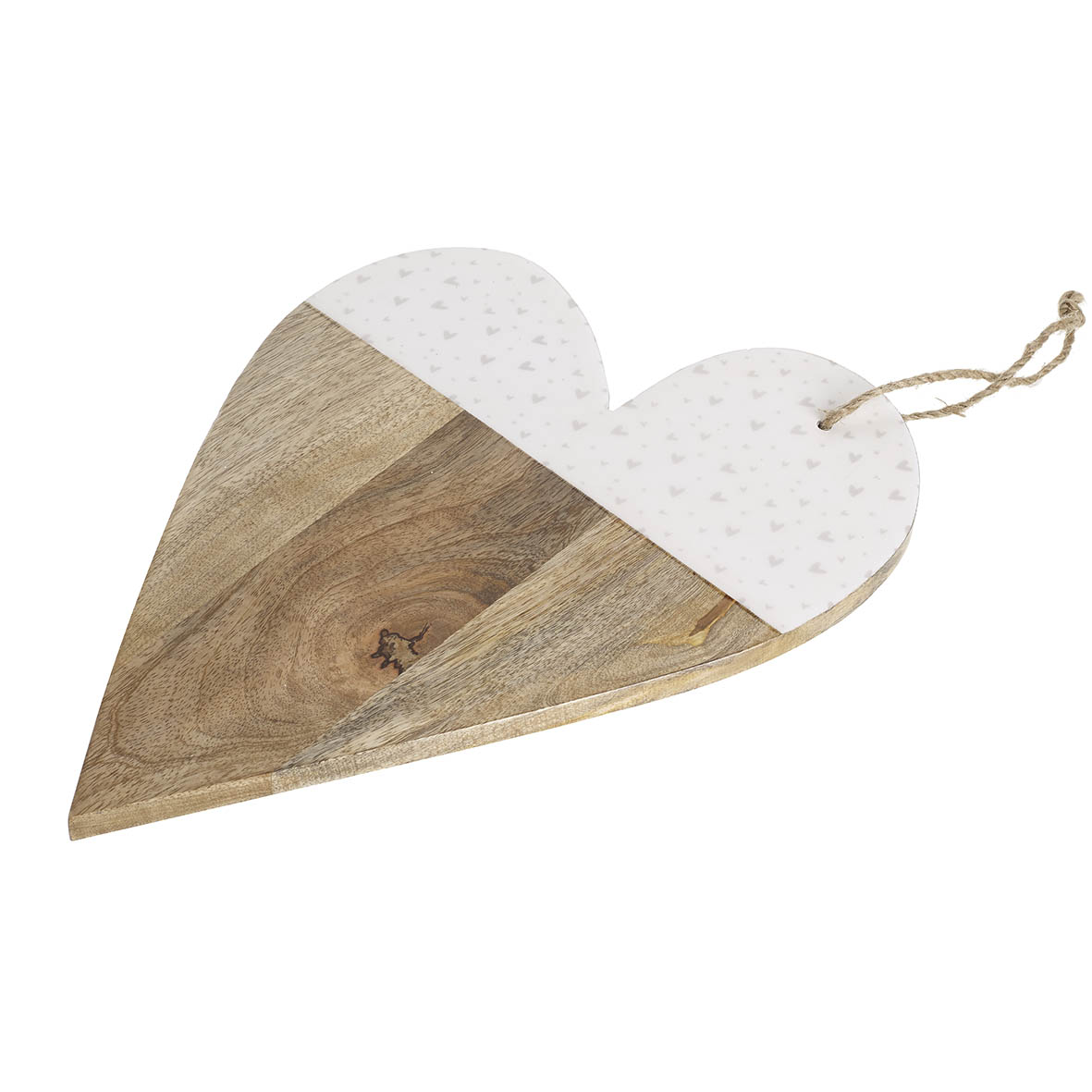 Chopping board heart 38,5x26,5x1,5 cm STARS HEARTS white gry