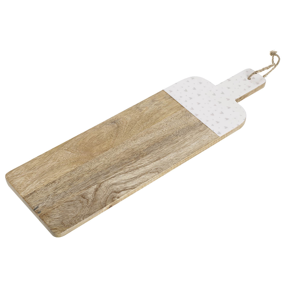 Chopping board 52x15x1,5 cm STARS HEARTS white grey