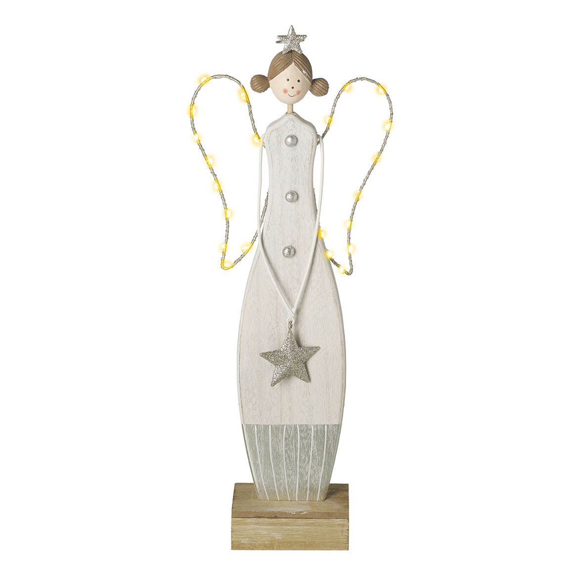 Ornament 16x5,5x45 cm LED WINGED ANGEL white silver