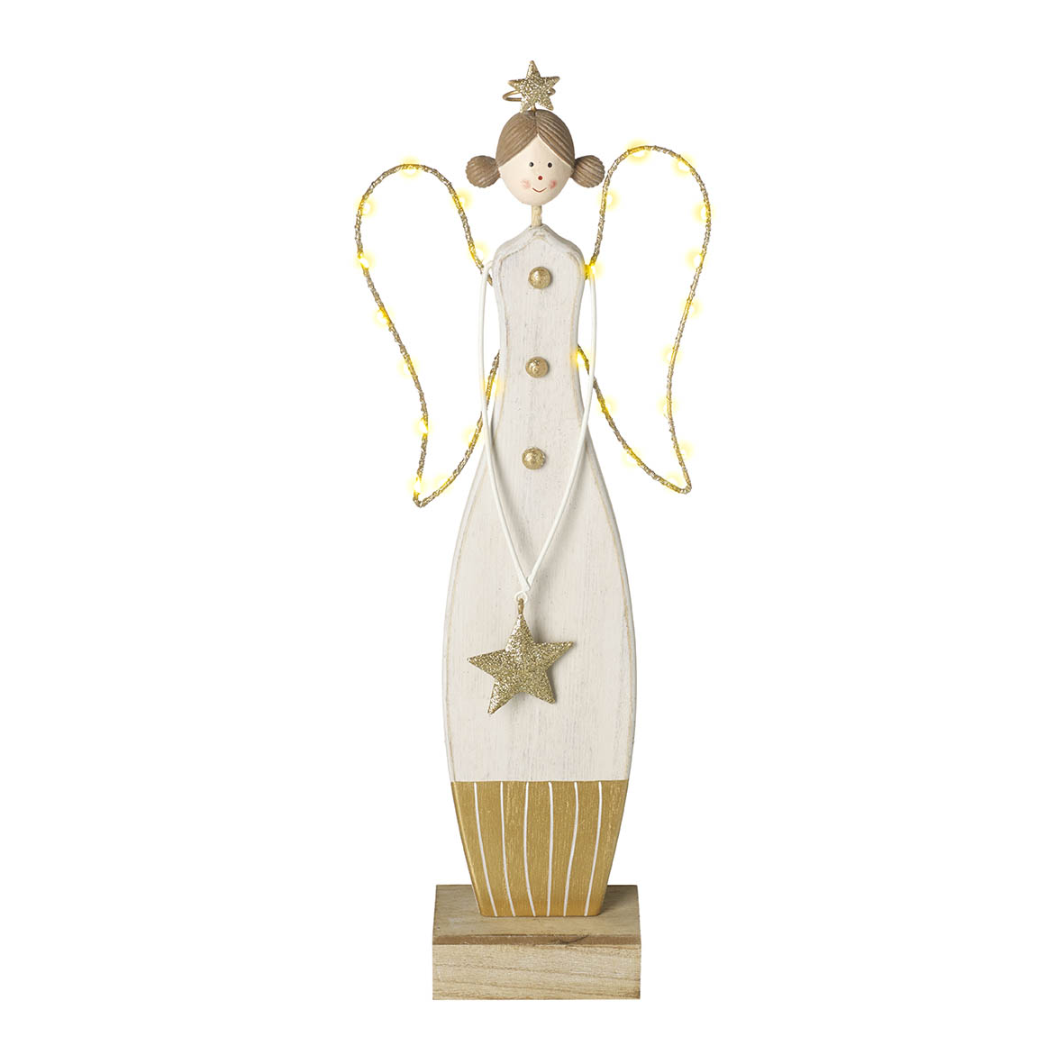 Ornament 16x5,5x45 cm LED WINGED ANGEL white gold