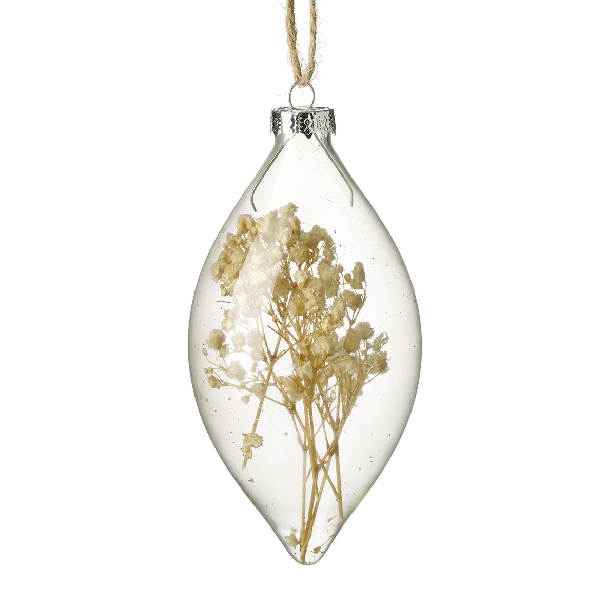 Ornament hanging Ø6x13 cm DRIED FLORAL glass