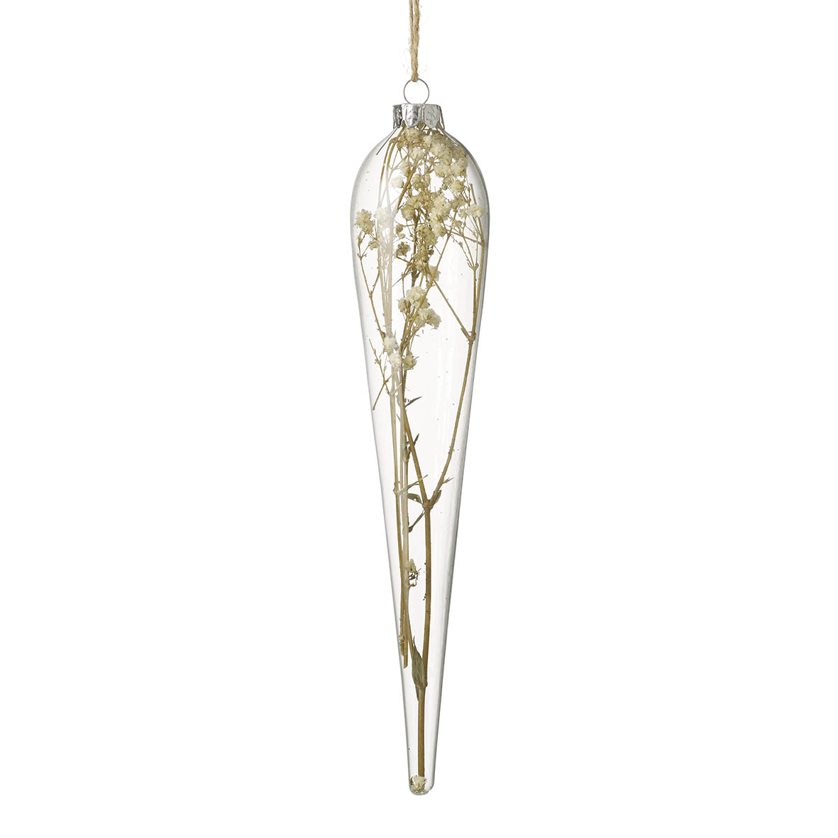 Ornament hanging Ø5x25,5 cm DRIED FLORAL glass