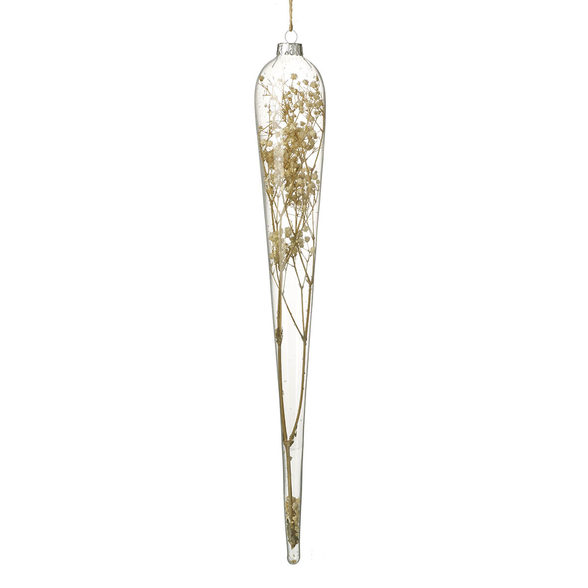 Ornament hanging Ø5x40 cm DRIED FLORAL glass