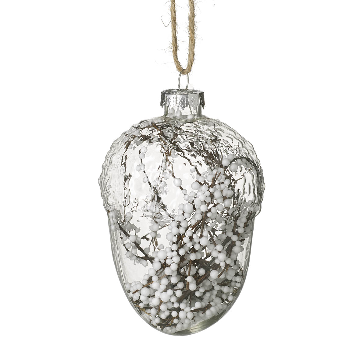Ornament hanging Ø7x12 cm SNOW DRIED FLORAL glass
