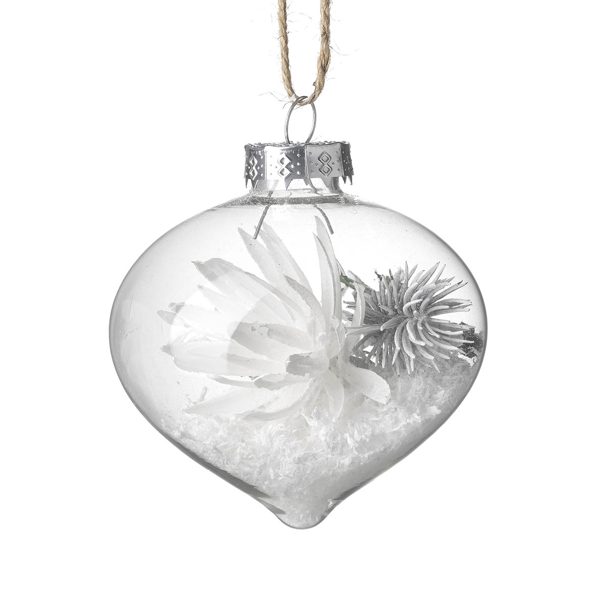 Ornament hanging Ø8x8 cm SNOWY PINE glass
