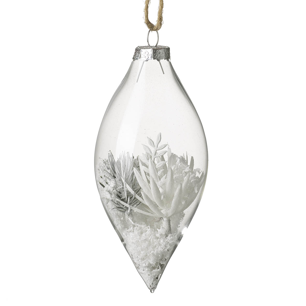 Ornament hanging Ø6x13 cm SNOWY PINE glass