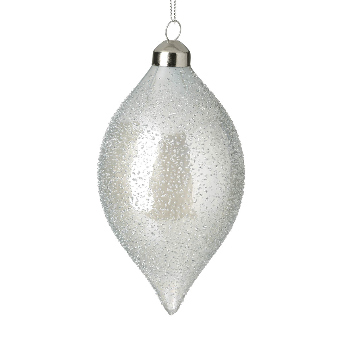 Ornament hanging Ø8x15 cm ICY glass blue