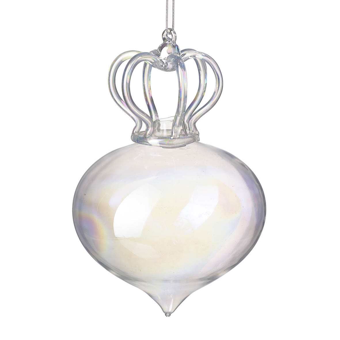 Ornament hanging Ø10x16 cm CROWNED glass clear lustre