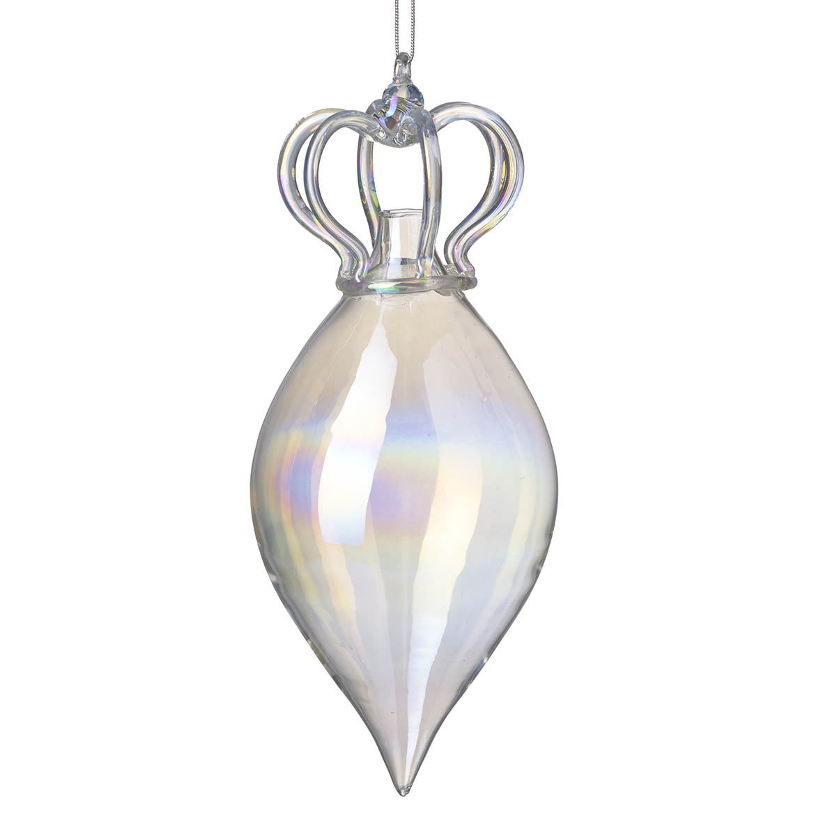 Ornament hanging Ø8x20 cm CROWNED glass clear lustre