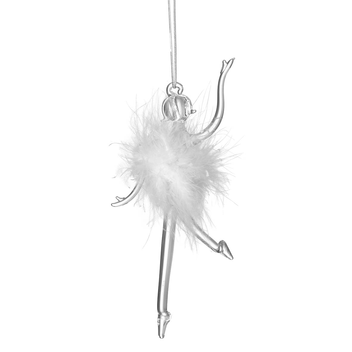 Ornament hanging 7x4x14,5 cm FEATHERED BALLERINA glass clear