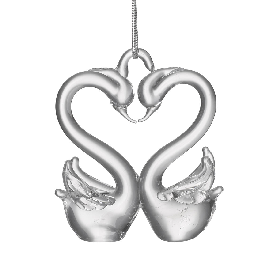 Ornament hanging 4,5x1x5 cm SWAN HEART glass clear