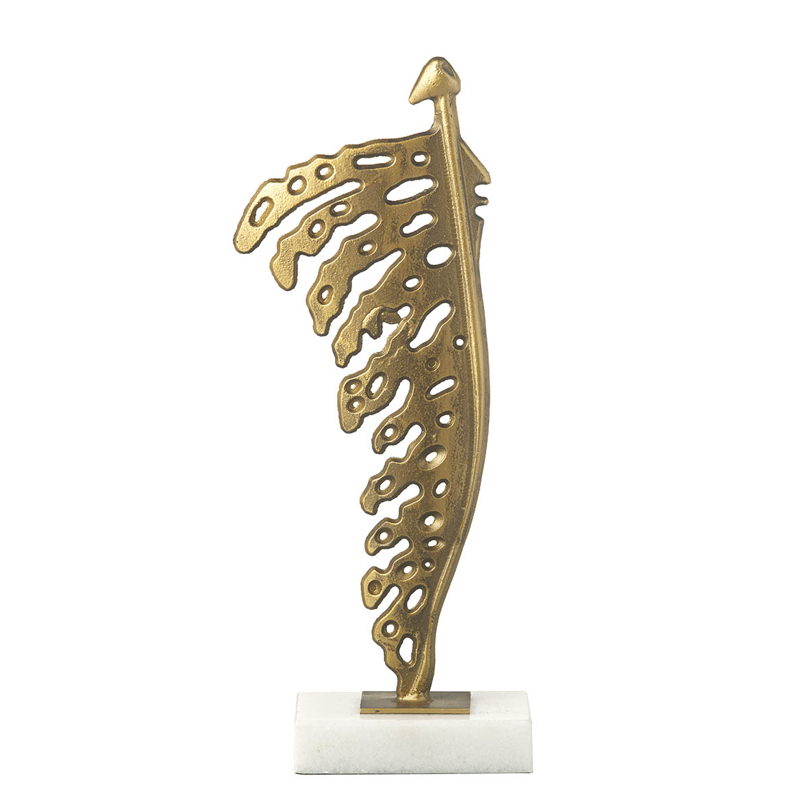 Ornament on base 15x7x38 cm FOLI marble white-bronze