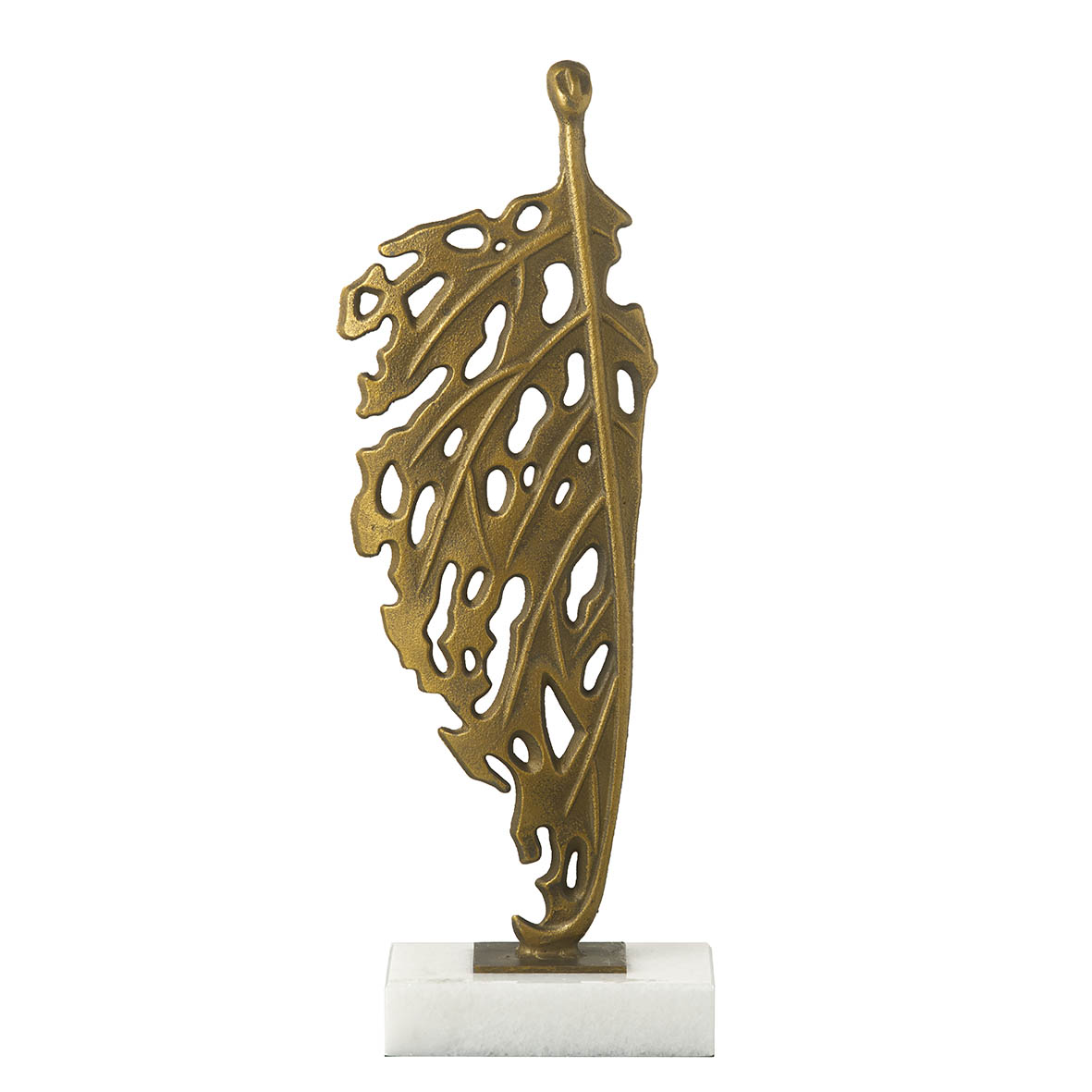 Ornament on base 17x7x38 cm FOLA marble white-bronze
