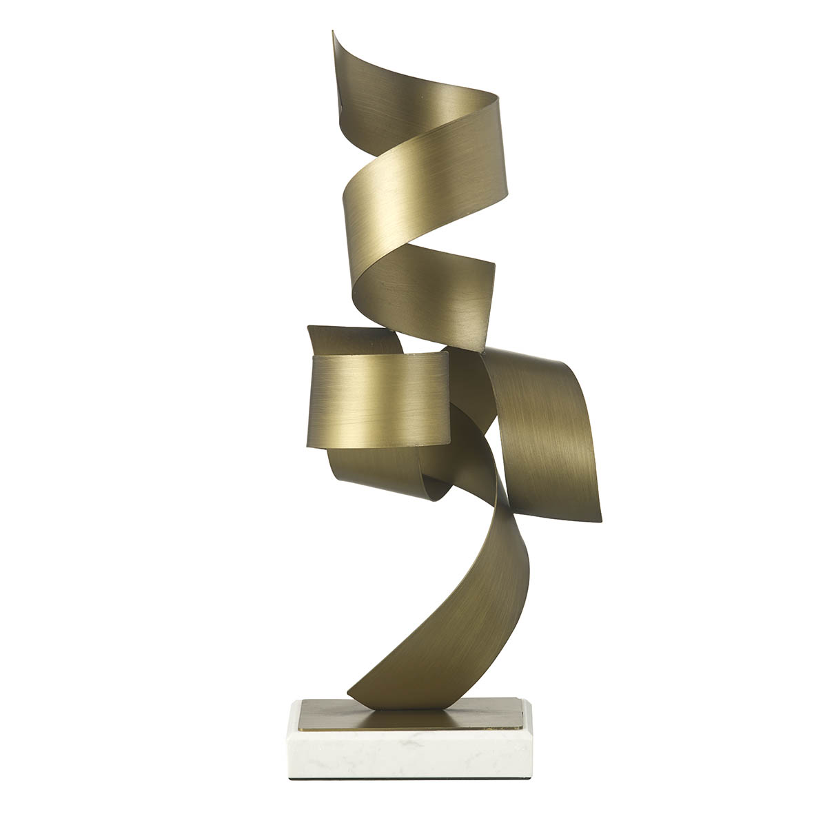Ornament on base 20x14x42 cm RIBBON marble white-bronze