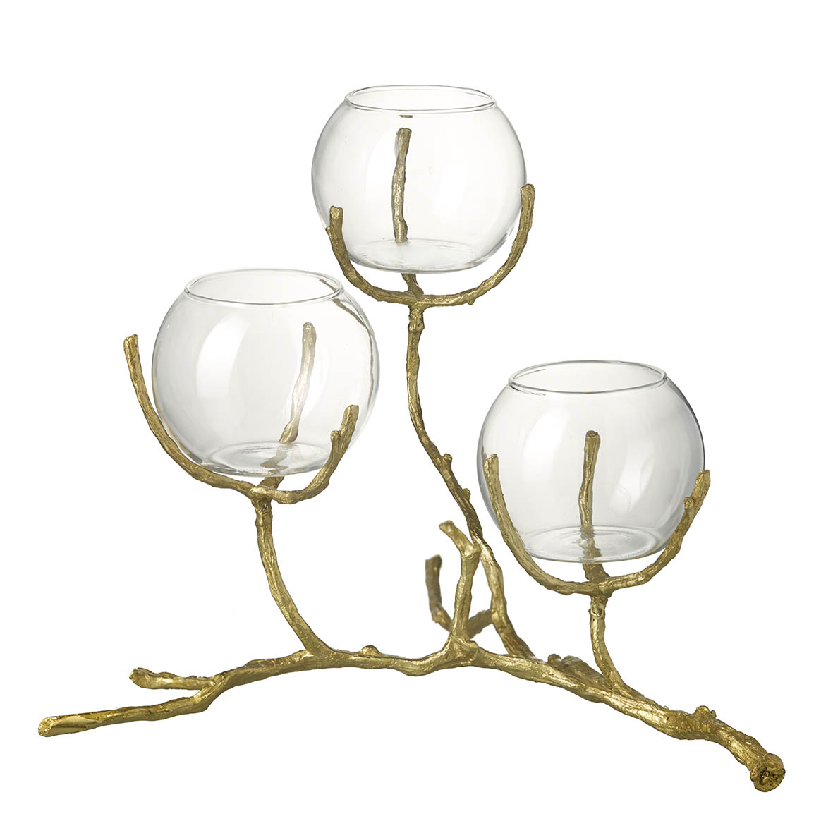 Tealight holder 3L 40x23x22 cm GLEN gold-glass clear