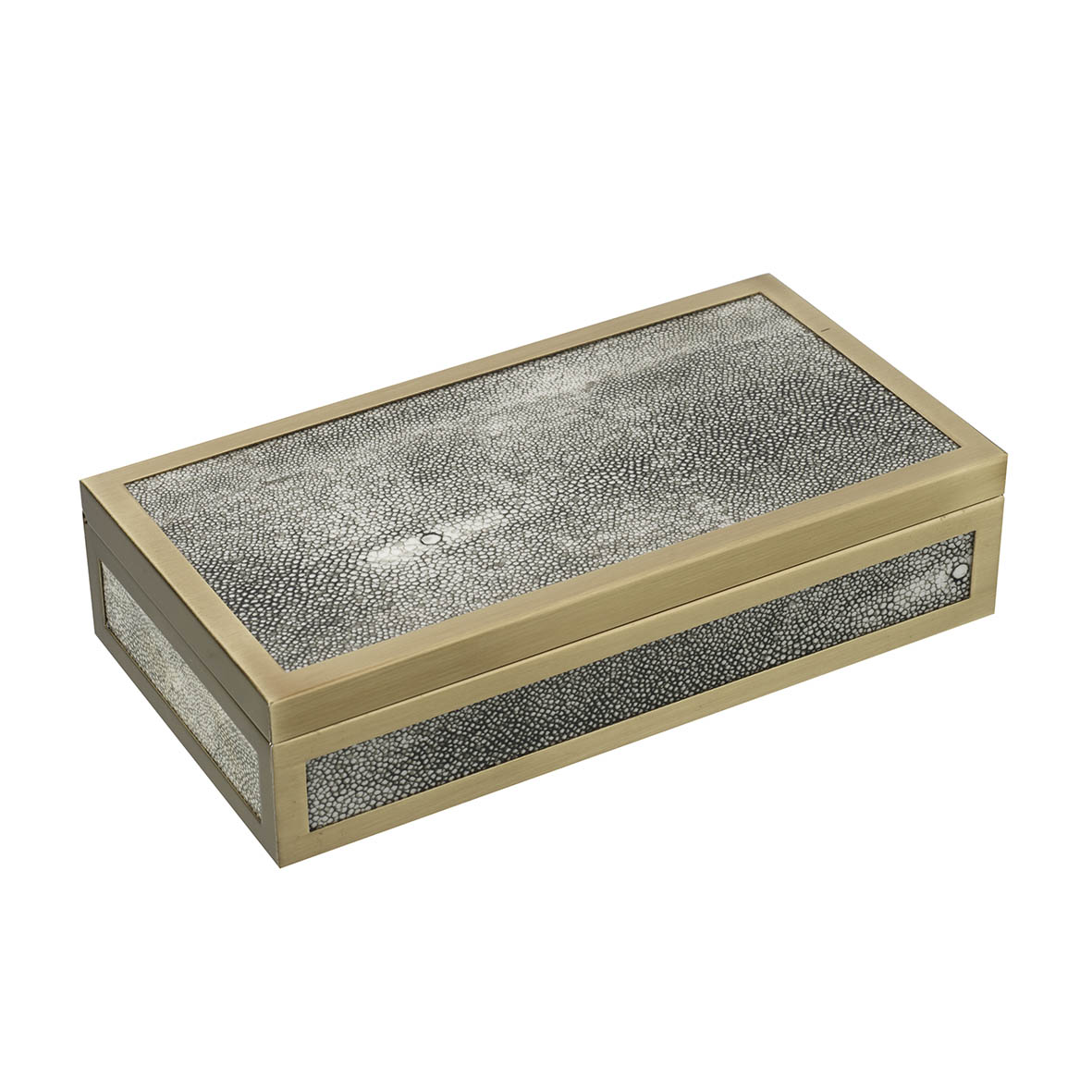 Deco box 22x12x5 cm MICHELLE JEWELRY leather grey-bronze
