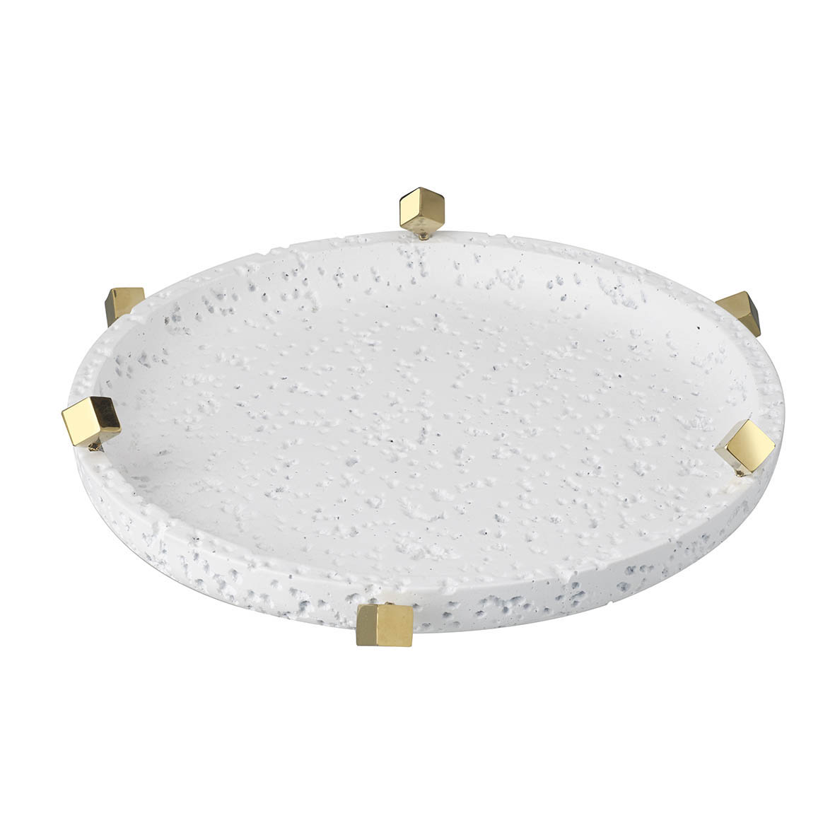 Tray Ø33x6 cm QUADRA white-gold