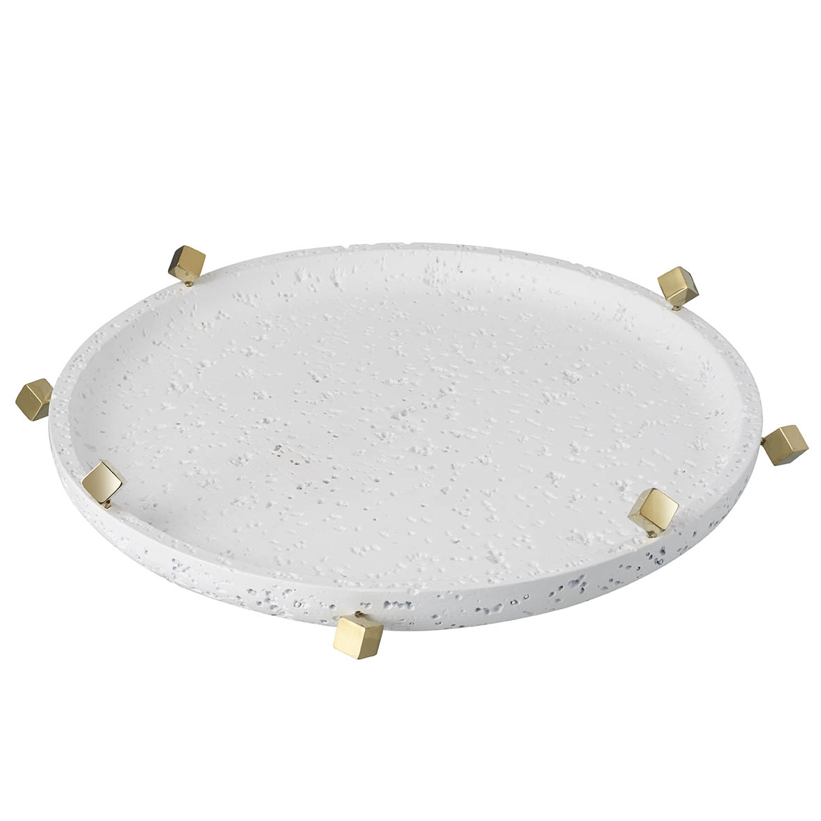 Tray Ø41x6 cm QUADRA white-gold