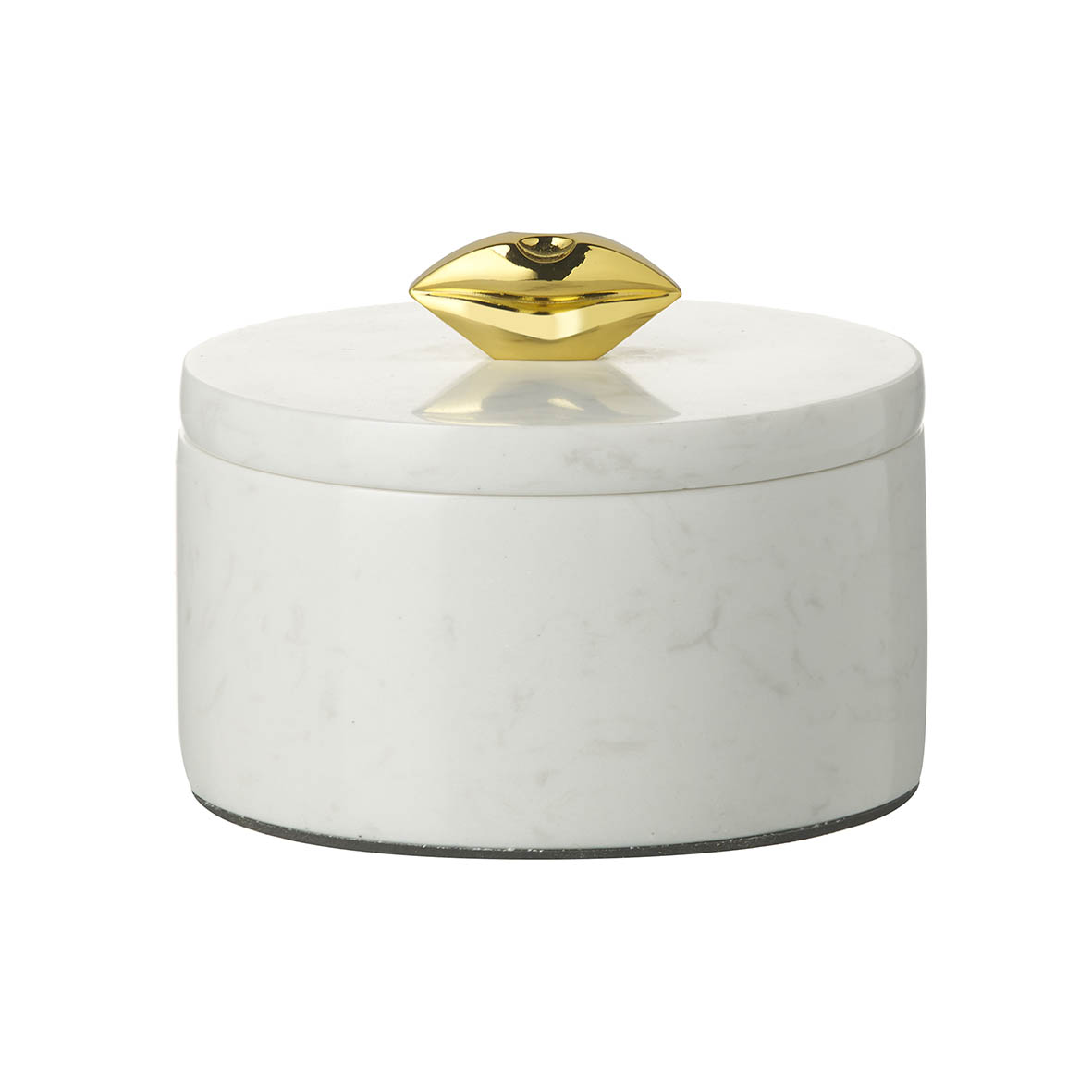 Jar with lid Ø12x8 cm LIPPY marble white-gold