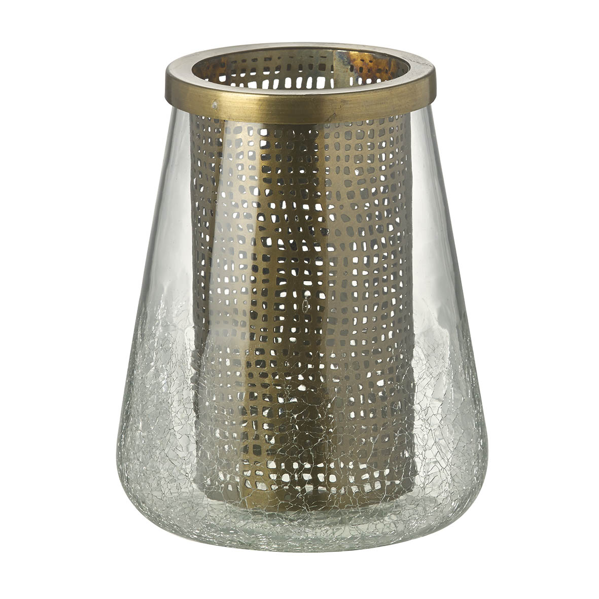 Tealight holder Ø15x19 cm APOLLO bronze-glass clear