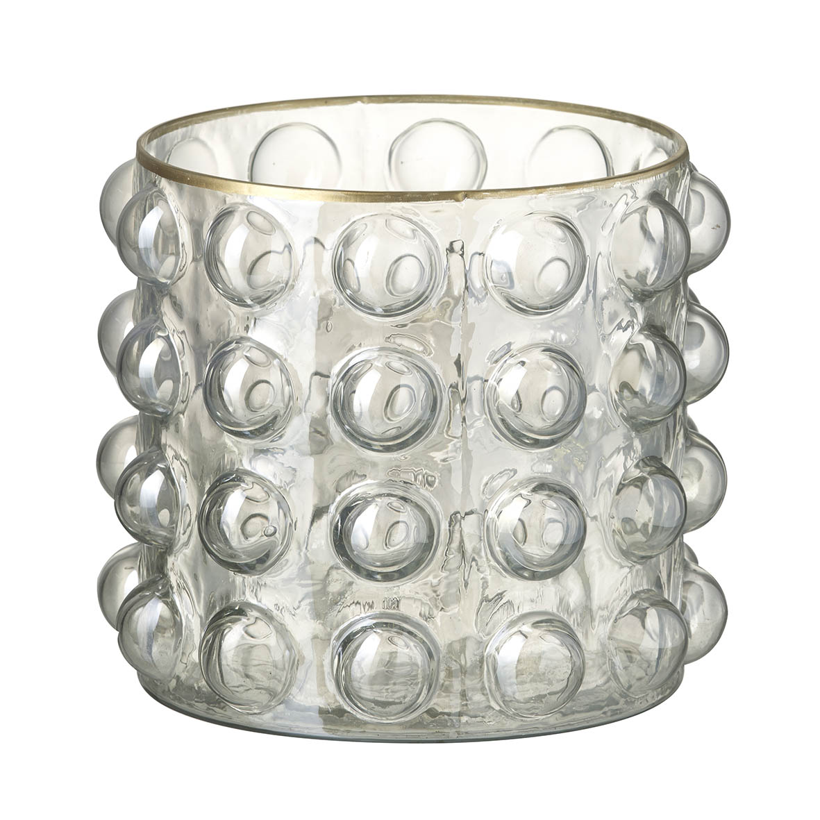 Vase Ø18x18 cm OKULUS glass clear bubbles-gold edge