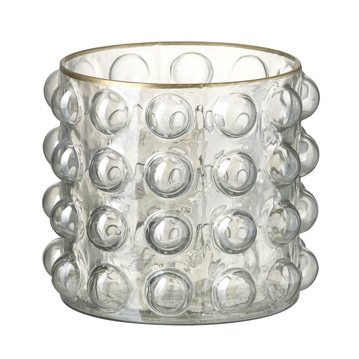 Vase Ø18x18 cm OKULUS glass clear bubbles-gold edge