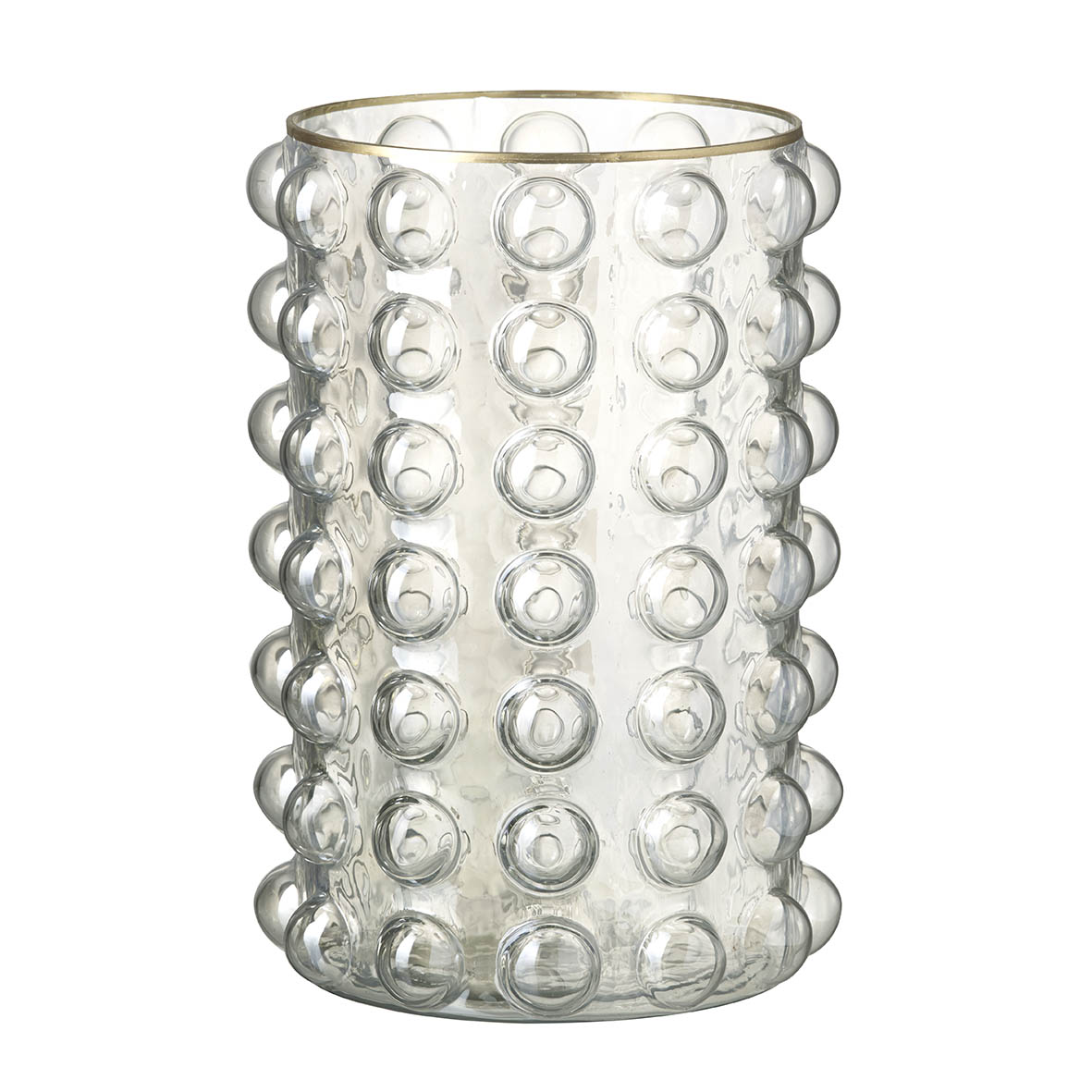 Vase Ø18x30,5 cm OKULUS glass clear bubbles-gold edge
