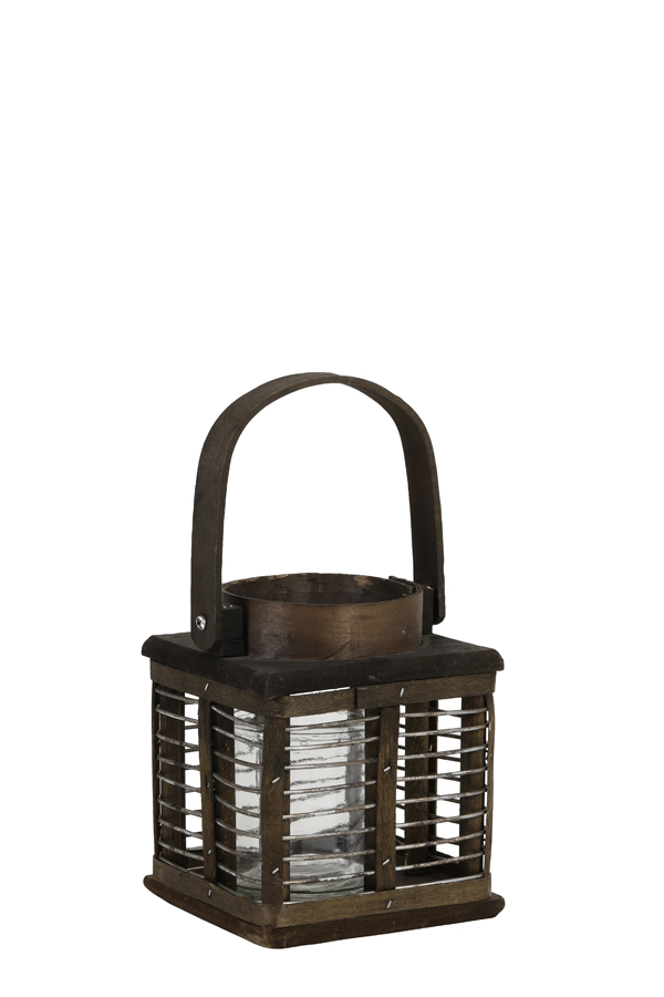 Lantern 14x14x17,5 cm TOPAZ wood brown