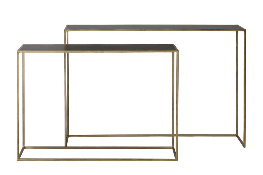 Console S/2 100x25x70+120x25x80 cm BOCA m.black wash-gold