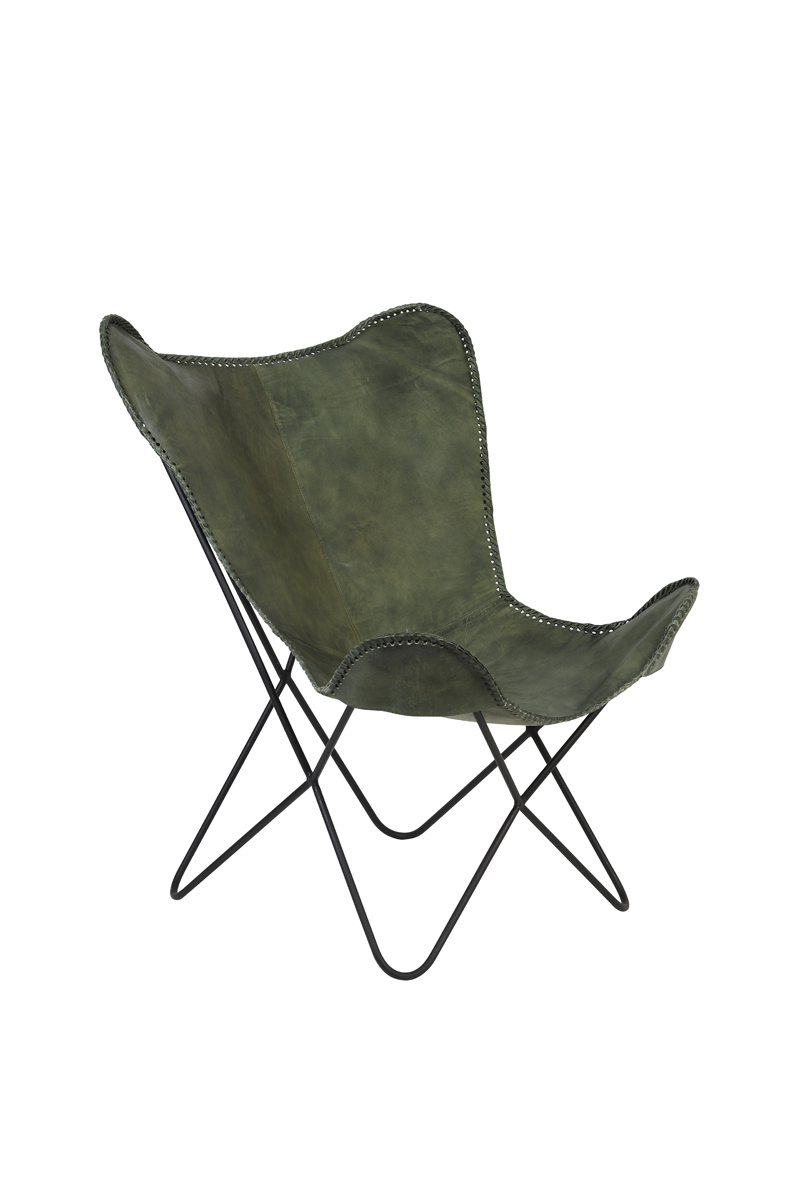 Chair 72x72x90 cm BUTTERFLY leather green