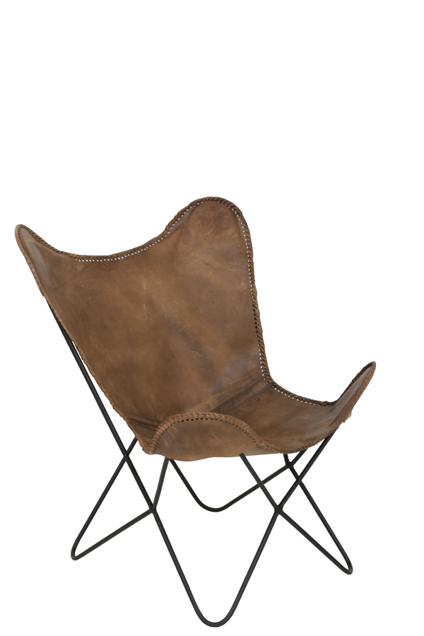 Chair 87x75x86 cm BUTTERFLY leather brown