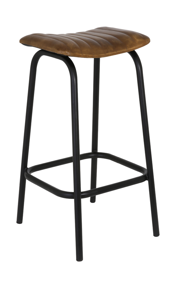 Stool 44x40x75 cm CARROW leather brown