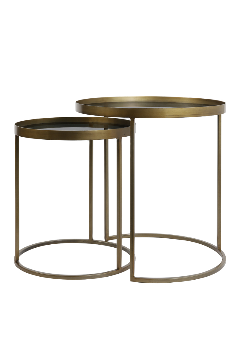 Side table S/2 Ø40x45+Ø50x52 cm TALEK smokd glass-ant bronze