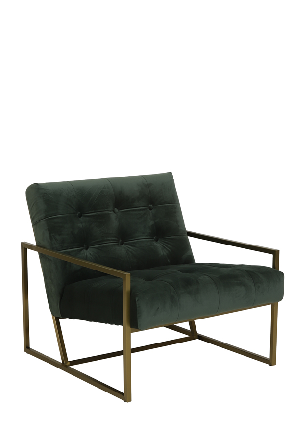 Chair 81x71x70 cm GENEVE velvet olive green+gold