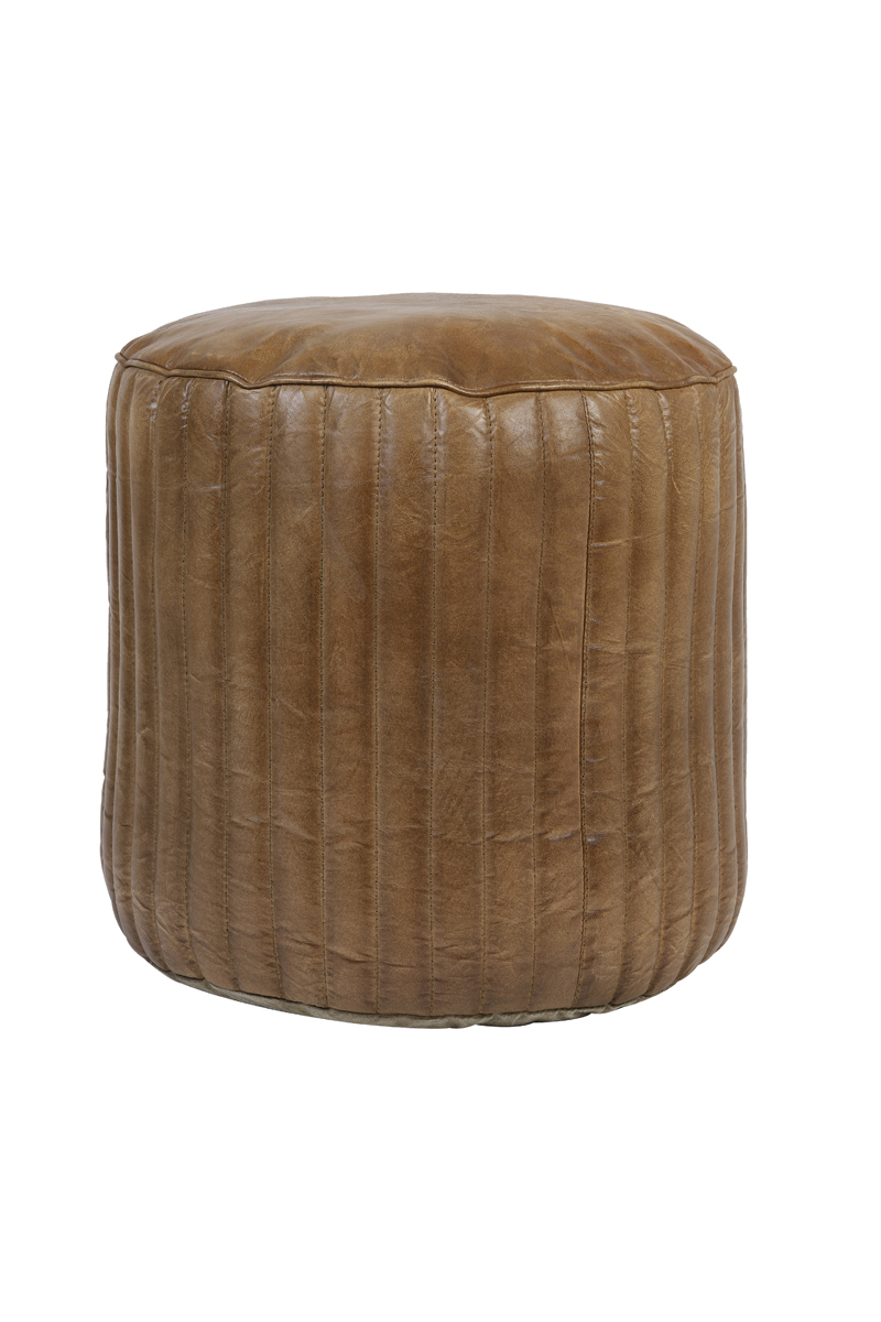 Pouf Ø42x45 cm LUKO leather brown