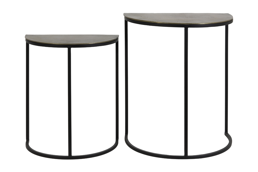 Side table S/2 40,5x23x49+46x30,5x55 cm PETO rw ant brz-blck
