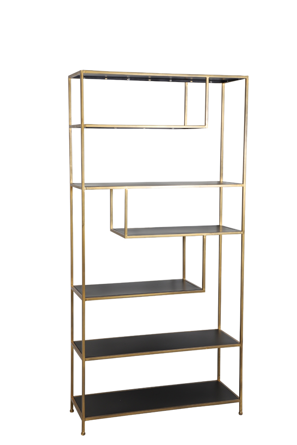 Cabinet open 100x35x203 cm YLAYA matt black-gold