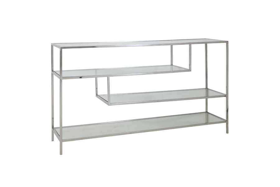 Console 140x35x80 cm YLAYA nickel-clear glass