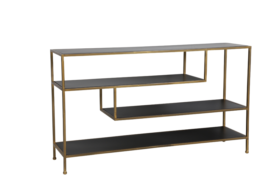 Console 140x35x80 cm YLAYA matt black-gold