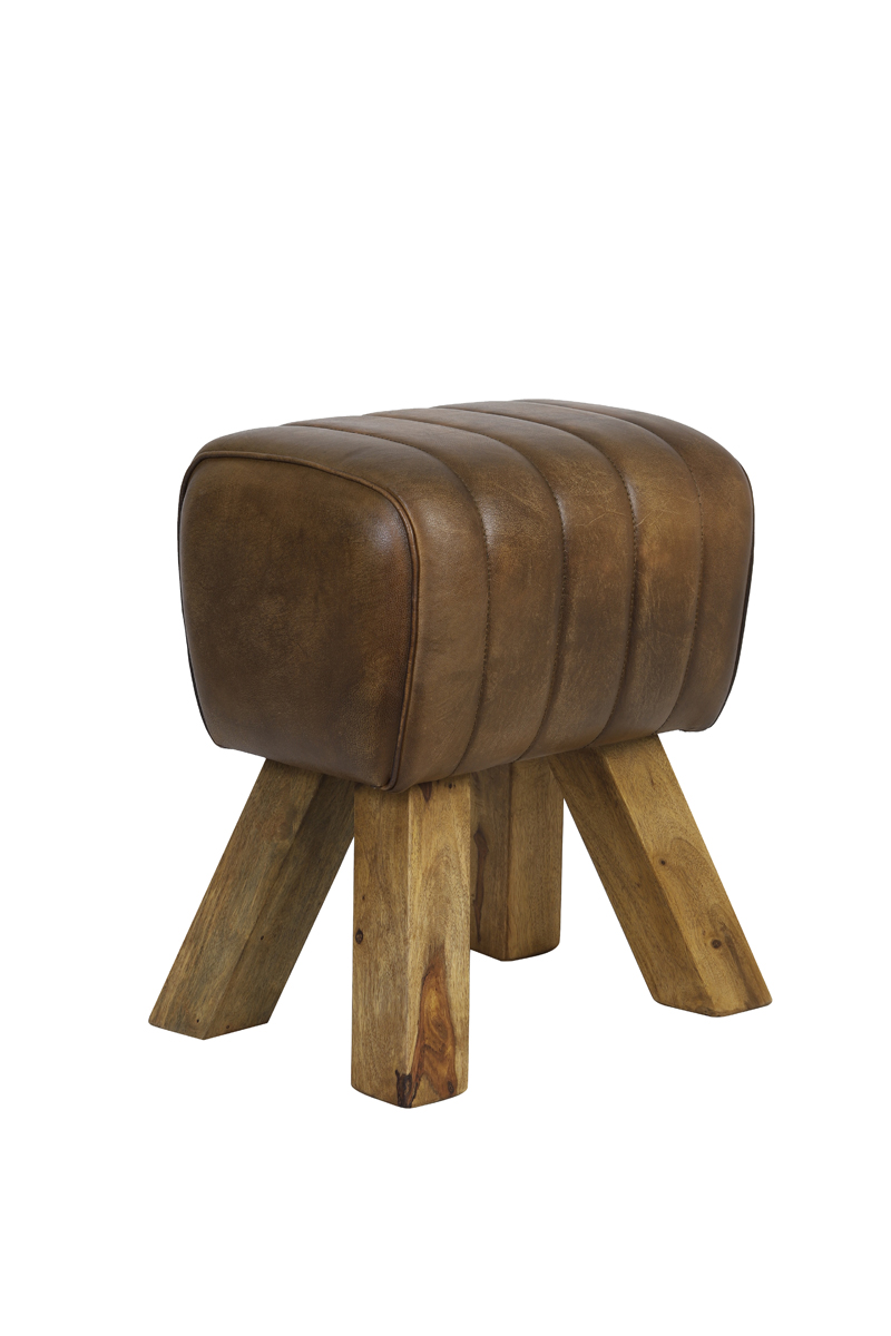 Stool 42x35x46 cm RAMY leather dark brown