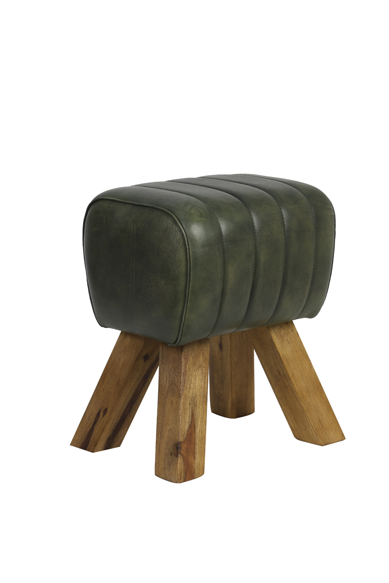 Stool 42x35x46 cm RAMY leather green