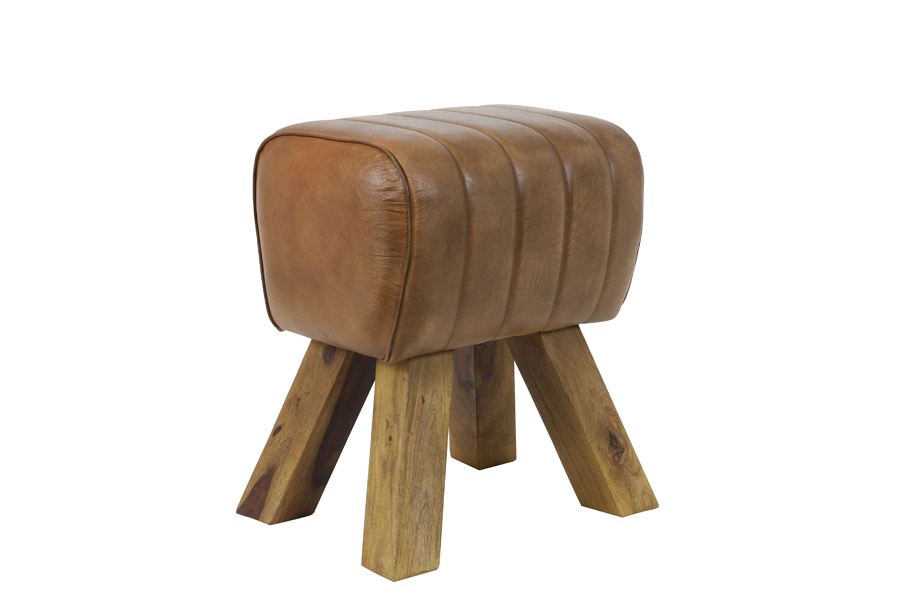 Stool 42x35x46 cm RAMY leather brown