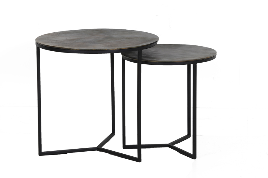 Side table S/2 Ø38x40+Ø48,5x46 cm SOCOS antique oil bronze