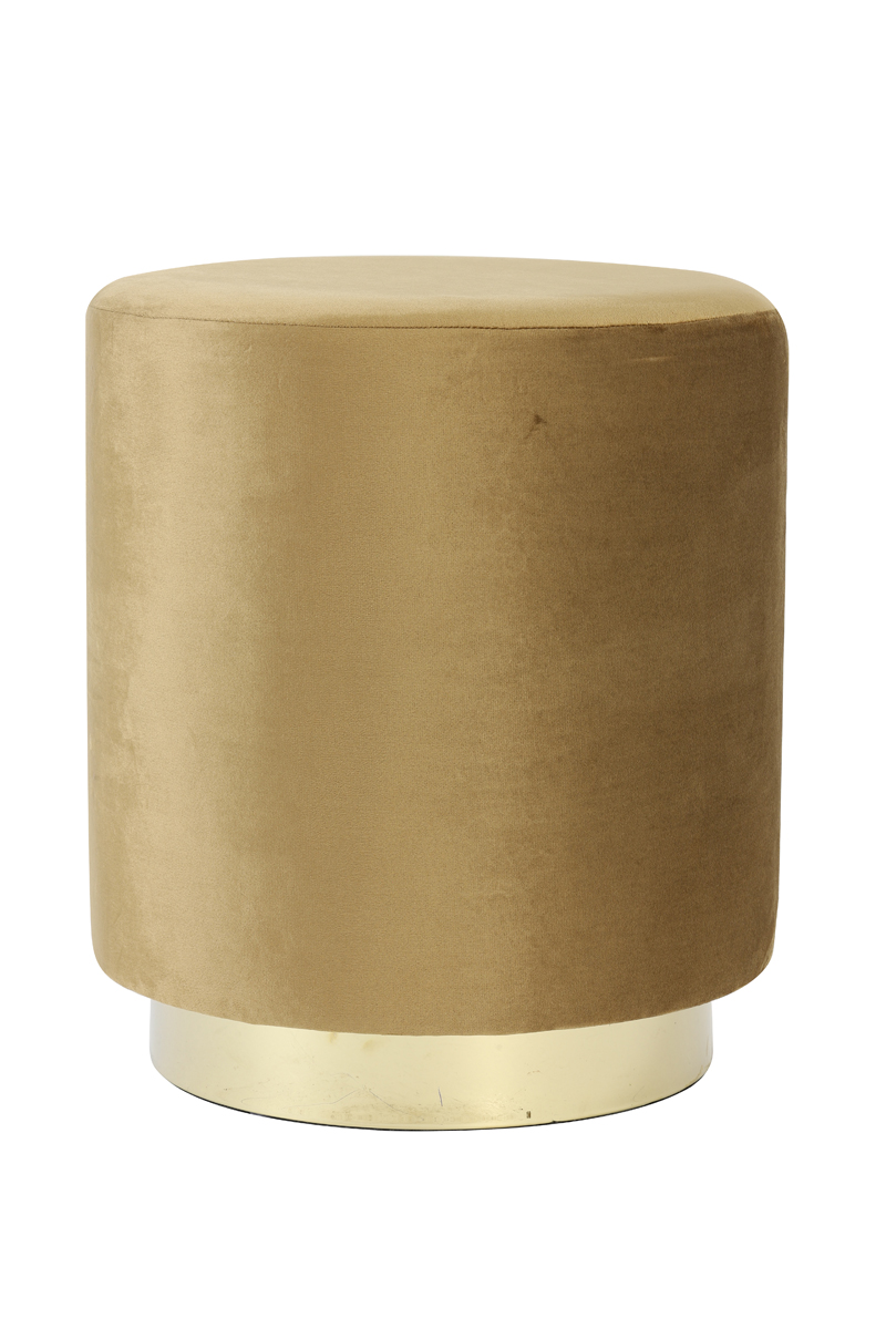 Stool Ø40x44 cm NADIEN velvet brown+gold