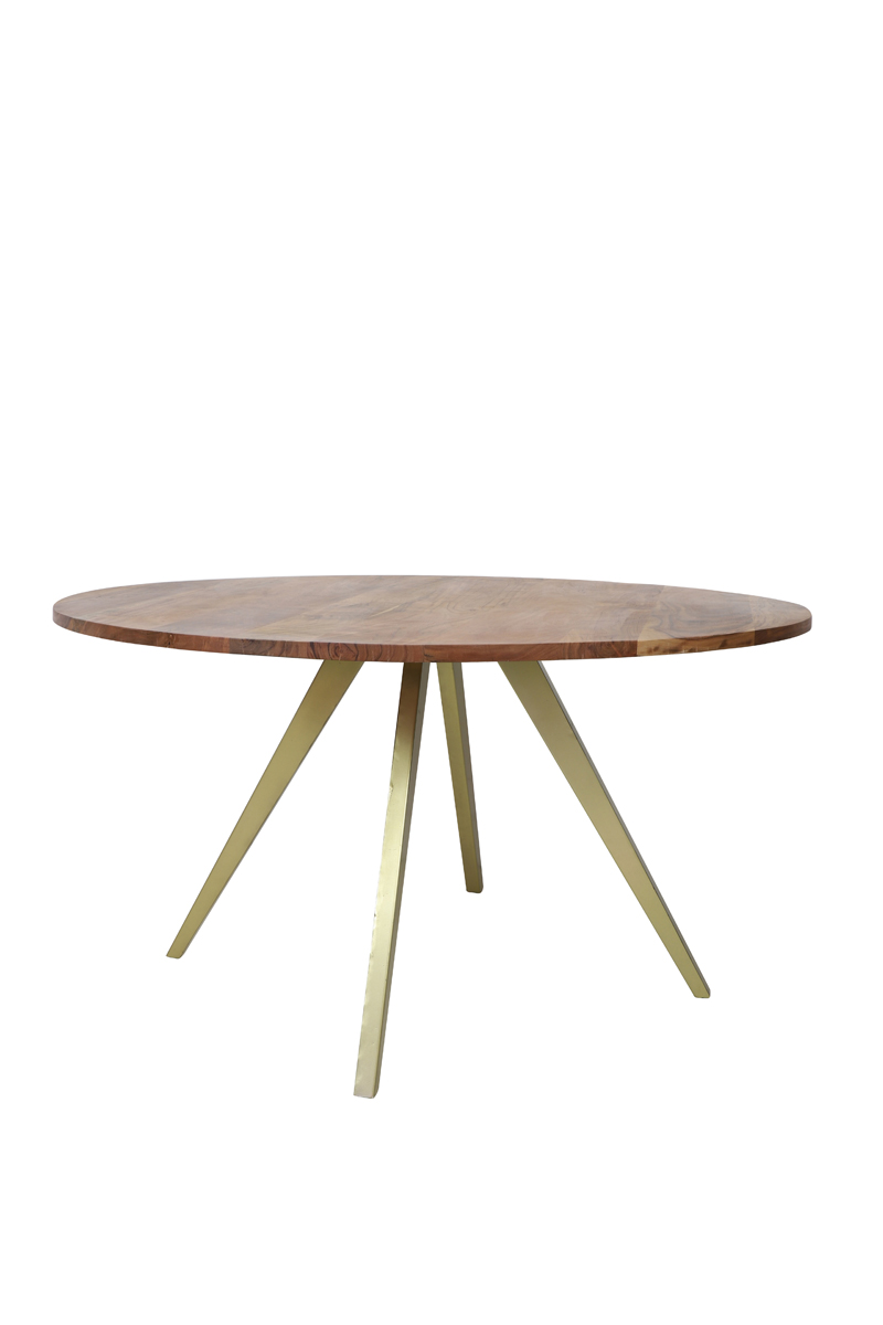 Dining table Ø140x75 cm MIMOSO acacia wood-antique bronze
