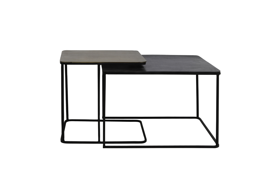 Side table S/2 46x46x45+62x62x41 cm LEBU ant copper+bronze