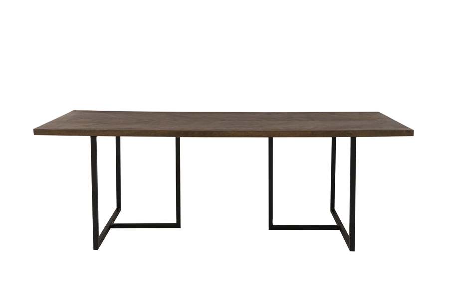 Dining table 220x100x76 cm CHISA wood brown-black