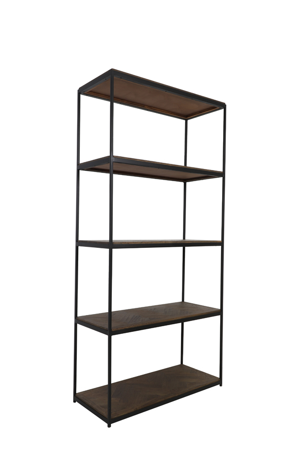 Cabinet open 97x42x202 cm CHISA wood brown-black