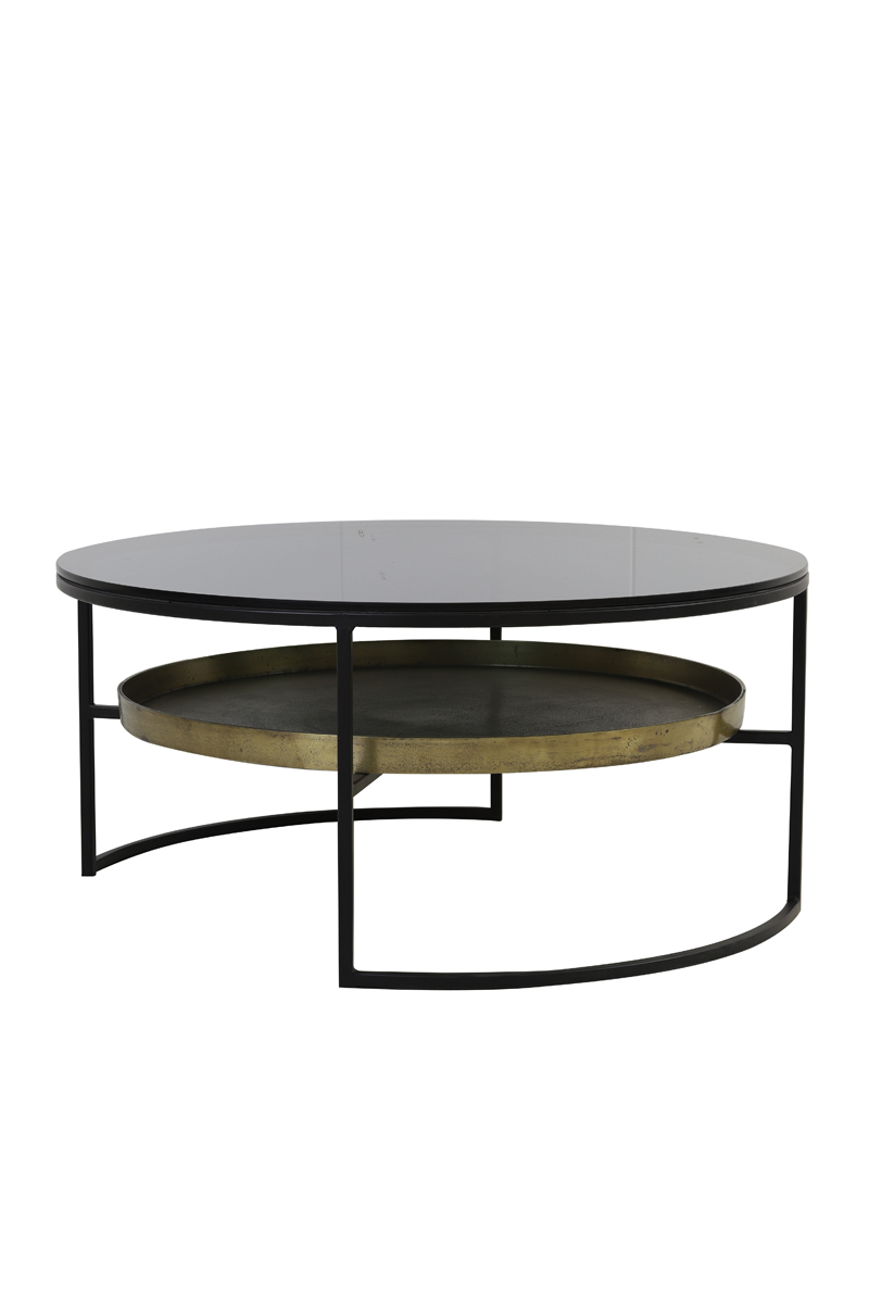 Coffee table Ø88x40 cm ROWDY glass black+antique bronze