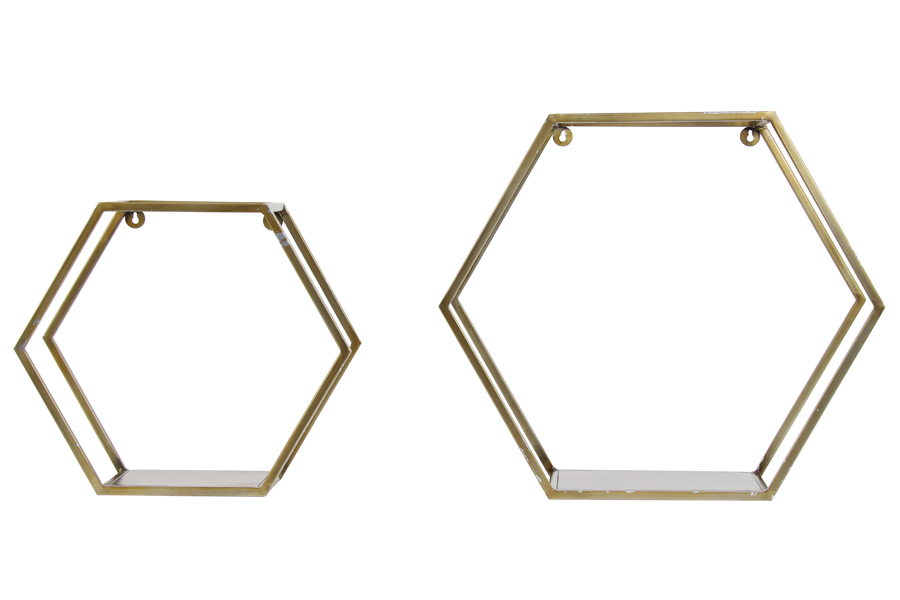 Wall rack S/2 max 59x25x51 cm HUAL antique bronze